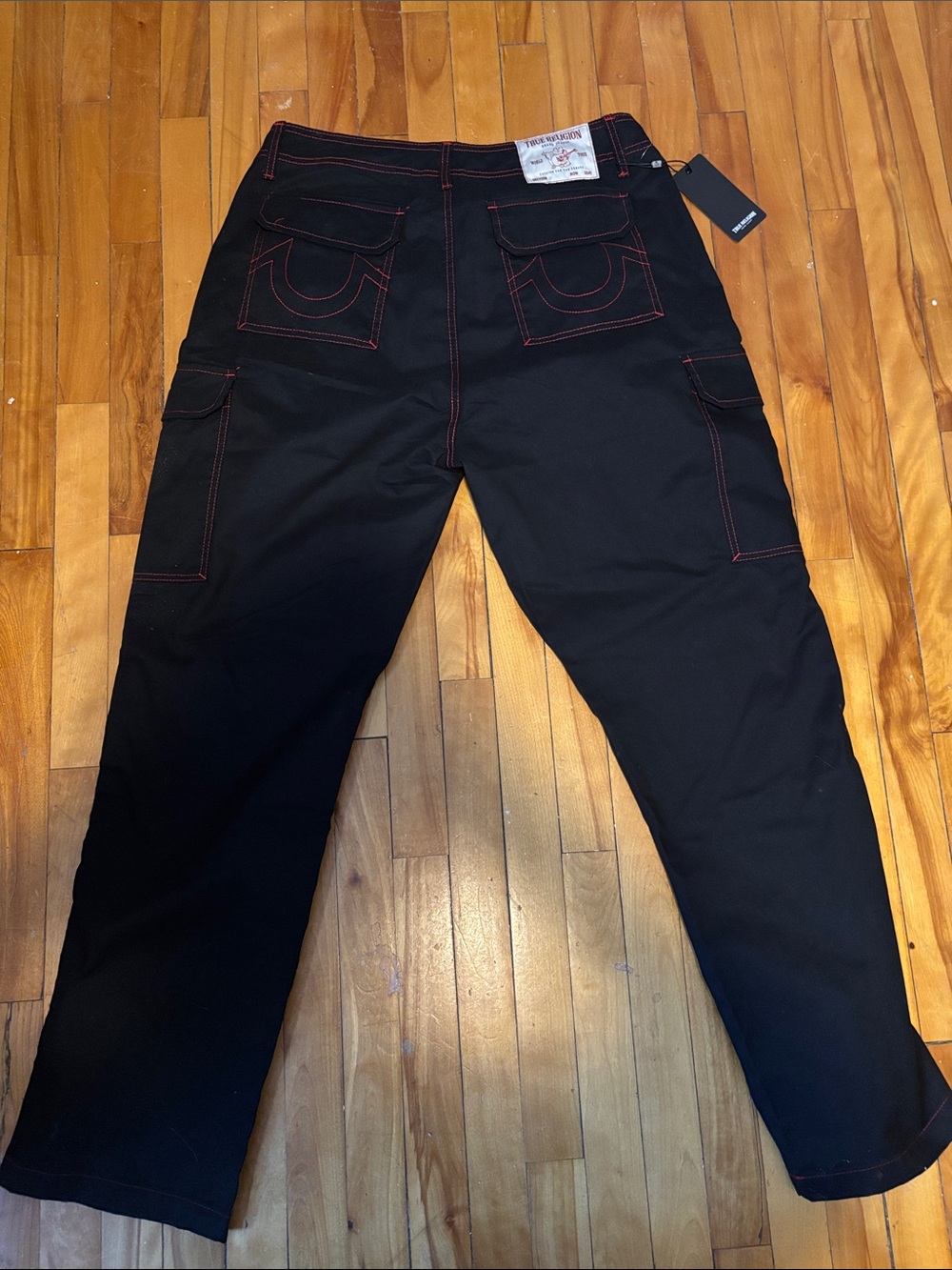 True Religion Black Jeans with Red Stitching NWT